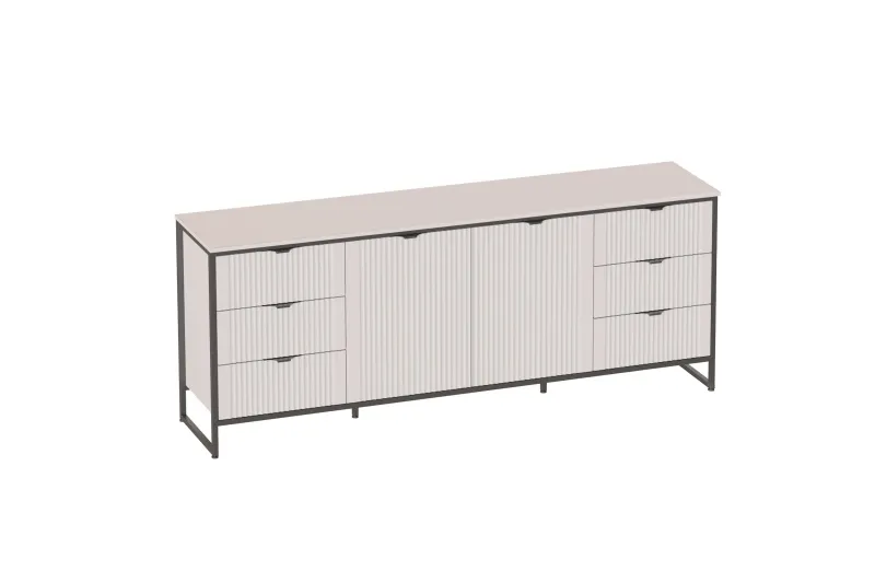 Тумба 2 дв 6 ящ "Нора" гостиная с глухими дверями Персидский жемчуг