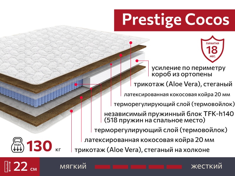 Матрас Prestige Cocos 1400х1900